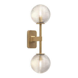 Astro Tacoma Twin Væglampe Antik Messing & Rillet Skærm Transparent