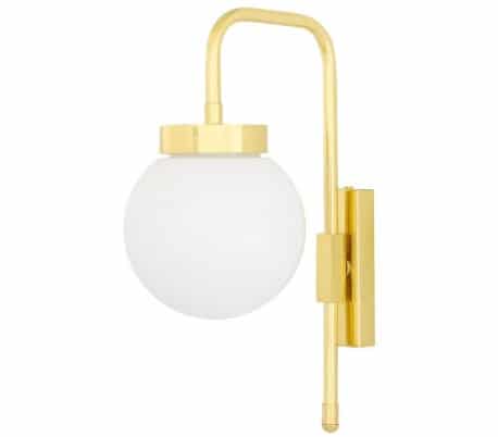 Auburn Væglampe H37,5 cm 1 x E27 - Poleret messing/Hvid