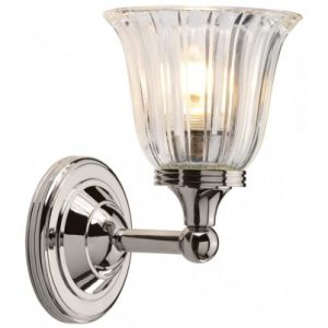Austen Badeværelseslampe i messing og glas H22,2 cm 1 x G9 LED - Poleret nikkel/Klar