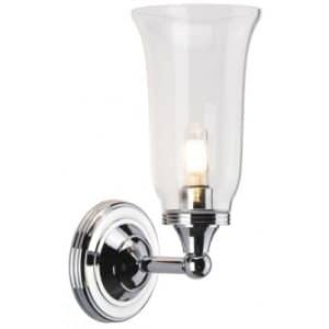 Austen Badeværelseslampe i messing og glas H30 cm 1 x G9 LED - Poleret krom/Klar