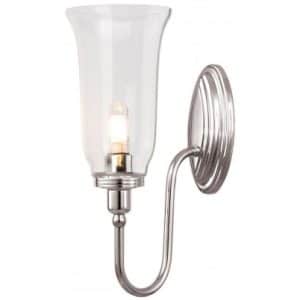 Blake Badeværelseslampe i messing og glas H34 cm 1 x G9 LED - Poleret nikkel/Klar