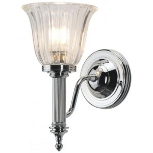 Carroll Badeværelseslampe i messing og glas H26,5 cm 1 x G9 LED - Poleret krom/Klar