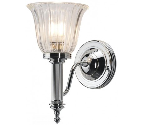 Carroll Badeværelseslampe i messing og glas H26,5 cm 1 x G9 LED - Poleret krom/Klar