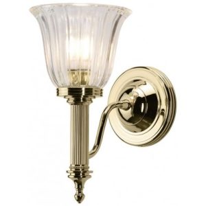 Carroll Badeværelseslampe i messing og glas H26,5 cm 1 x G9 LED - Poleret messing/Klar