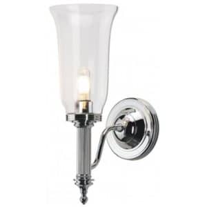 Carroll Badeværelseslampe i messing og glas H34,5 cm 1 x G9 LED - Poleret krom/Klar