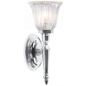 Dryden Badeværelseslampe i messing og glas H33 cm 1 x G9 LED - Poleret krom/Klar