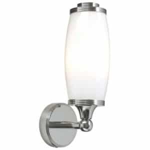 Eliot Badeværelseslampe i messing og glas H28 cm 1 x G9 LED - Poleret krom/Hvid