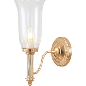 Carroll Badeværelseslampe i messing og glas H34,5 cm 1 x G9 LED - Poleret rødguld/Klar