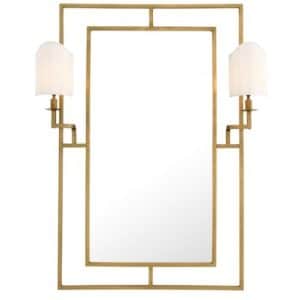 Astaire spejl med 2 x lamper 140 x 113 cm - Antik messing