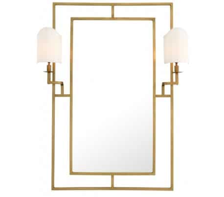 Astaire spejl med 2 x lamper 140 x 113 cm - Antik messing