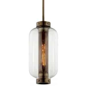 Atwater loftlampe i stål og glas H68 - 147 cm 1 x E27 - Antik messing/Klar