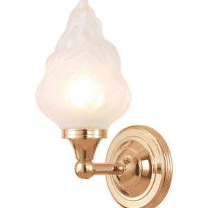 Austen Badeværelseslampe i messing og glas H28 cm 1 x G9 LED - Poleret rødguld/Frostet hvid
