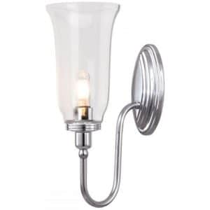 Blake Badeværelseslampe i messing og glas H34 cm 1 x G9 LED - Poleret krom/Klar