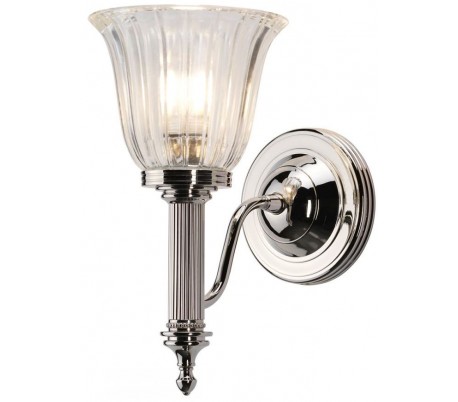 Carroll Badeværelseslampe i messing og glas H26,5 cm 1 x G9 LED - Poleret nikkel/Klar
