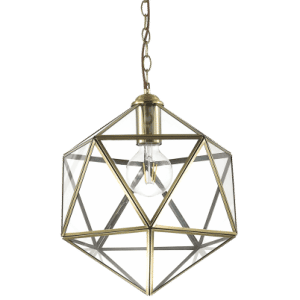 DECA Loftlampe i glas og metal Ø50 cm 1 x E27 - Klar/Antik messing