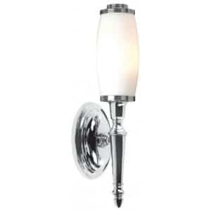 Dryden Badeværelseslampe i messing og glas H40 cm 1 x G9 LED - Poleret krom/Hvid