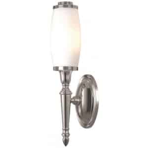 Dryden Badeværelseslampe i messing og glas H40 cm 1 x G9 LED - Poleret nikkel/Hvid