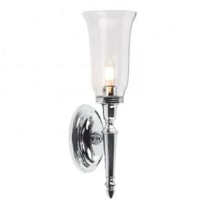 Dryden Badeværelseslampe i messing og glas H41 cm 1 x G9 LED - Poleret krom/Klar