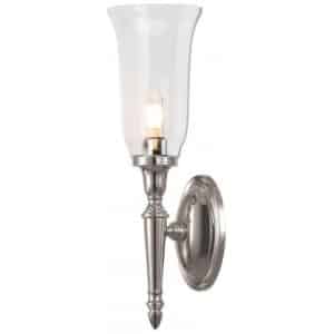 Dryden Badeværelseslampe i messing og glas H41 cm 1 x G9 LED - Poleret nikkel/Klar