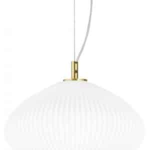 PLISSE Loftlampe i glas og metal Ø25 cm 1 x E27 - Satineret messing/Hvid