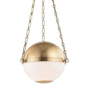 Sphere 2 Loftlampe i stål og glas Ø32,4 cm 2 x E27 - Antik messing/Opalhvid