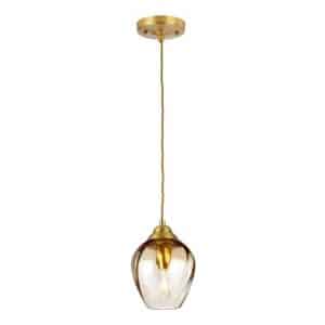 Tiber Loftlampe i glas og stål H34 - 219 cm 1 x E27 - Børstet messing/Rav
