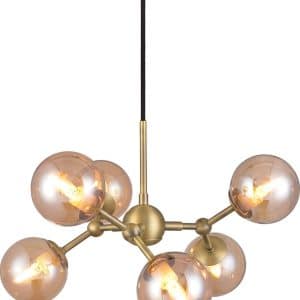 Atom, Pendel lampe, 6 x LED by Halo Design (D: 45 cm. x H: 17,5 cm., Messing)