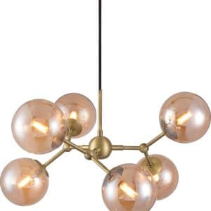 Atom, Pendel lampe, 6 x LED by Halo Design (D: 57 cm. x H: 28 cm., Messing)