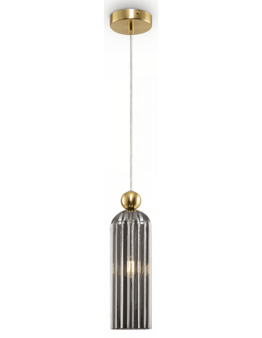 Antic loftlampe i metal og glas Ø10 cm 1 x E14 - Messing/Røget