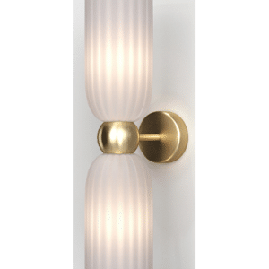 Antic væglampe i metal og glas H43,5 cm 2 x E14 - Messing/Hvid