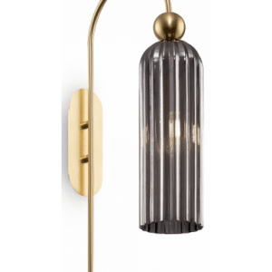 Antic væglampe i metal og glas H53,5 cm 1 x E14 - Messing/Røget