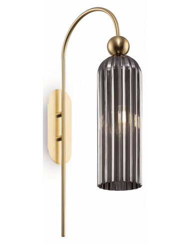 Antic væglampe i metal og glas H53,5 cm 1 x E14 - Messing/Røget