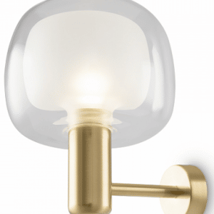 Vision væglampe i metal og glas H21 cm 1 x E14 - Messing/Hvid/Klar