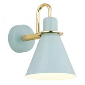 Beverly væglampe i stål H22 cm 1 x E27 - Mat blå/Messing