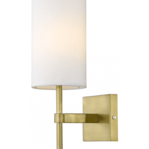 Denver Væglampe i metal og tekstil H37 cm 1 x E14 - Messing/Cremehvid