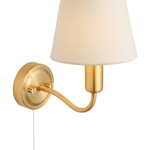 Conway Badeværelslampe i metal og tekstil H25 cm 1 x G9 - Satineret messing/Elfenbenshvid