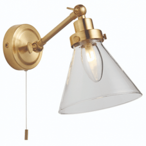 Faraday Badeværelslampe i metal og glas H15 - 33 cm 1 x G9 - Satineret messing/Klar