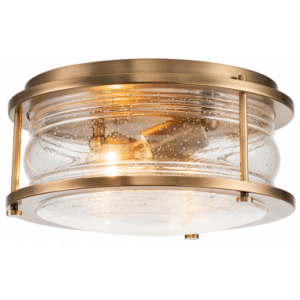Ashland Bay Badeværelseslampe i stål og glas Ø30,5 cm 2 x E27 - Messing/Klar dråbeeffekt