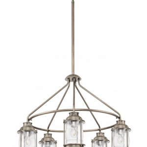 Ashland Bay Udendørs lysekrone i messing og glas Ø66,3 cm 5 x E27 - Brændt bronze/Klar dråbeeffekt