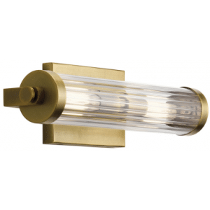 Azores Badeværelseslampe i stål og glas B40,7 cm 2 x E14 - Messing/Klar rillet