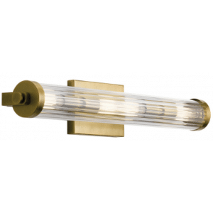 Azores Badeværelseslampe i stål og glas B69,1 cm 4 x E14 - Messing/Klar rillet