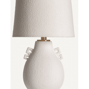 Bordlampe i keramik og polyester H81 cm - Antik messing/Cremehvid