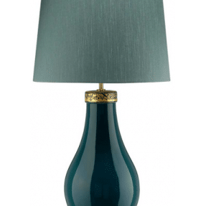 Havering Bordlampe i keramik og faux silke H73,5 cm 1 x E27 - Turkis/Messing