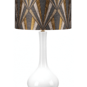 Milo Bordlampe i keramik og polyester H69 cm 1 x E27 - Antik messing/Hvid/Mørkegrå