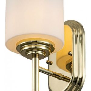 Malibu Badeværelseslampe i stål og glas B12,8 cm 1 x G9 LED - Poleret messing/Opalhvid