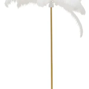 KARE DESIGN Feather Palm gulvlampe - hvid strudsefjer og messing stål