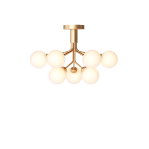 Apiales 9 loftlampe, børstet messing/opal