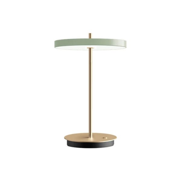 Asteria Move batteri-/bordlampe, olive grøn/messing