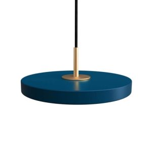 Asteria micro pendel, petrol blå/messing