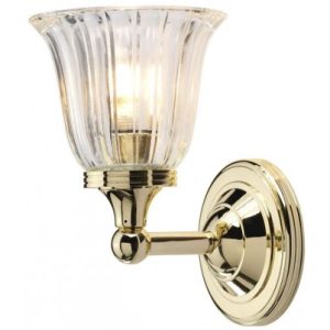 Austen Badeværelseslampe i messing og glas H22,2 cm 1 x G9 LED - Poleret messing/Klar